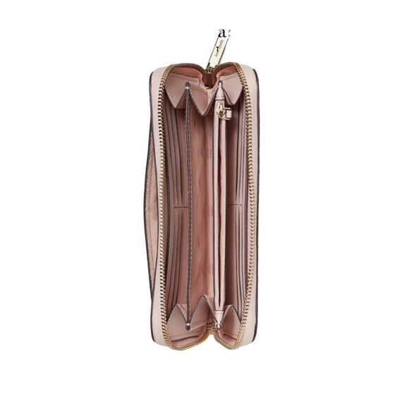 Kate Spade Ella Zip Around Pebbled Leather Logo Wallet Pink Glitter Continental - Picture 2 of 11